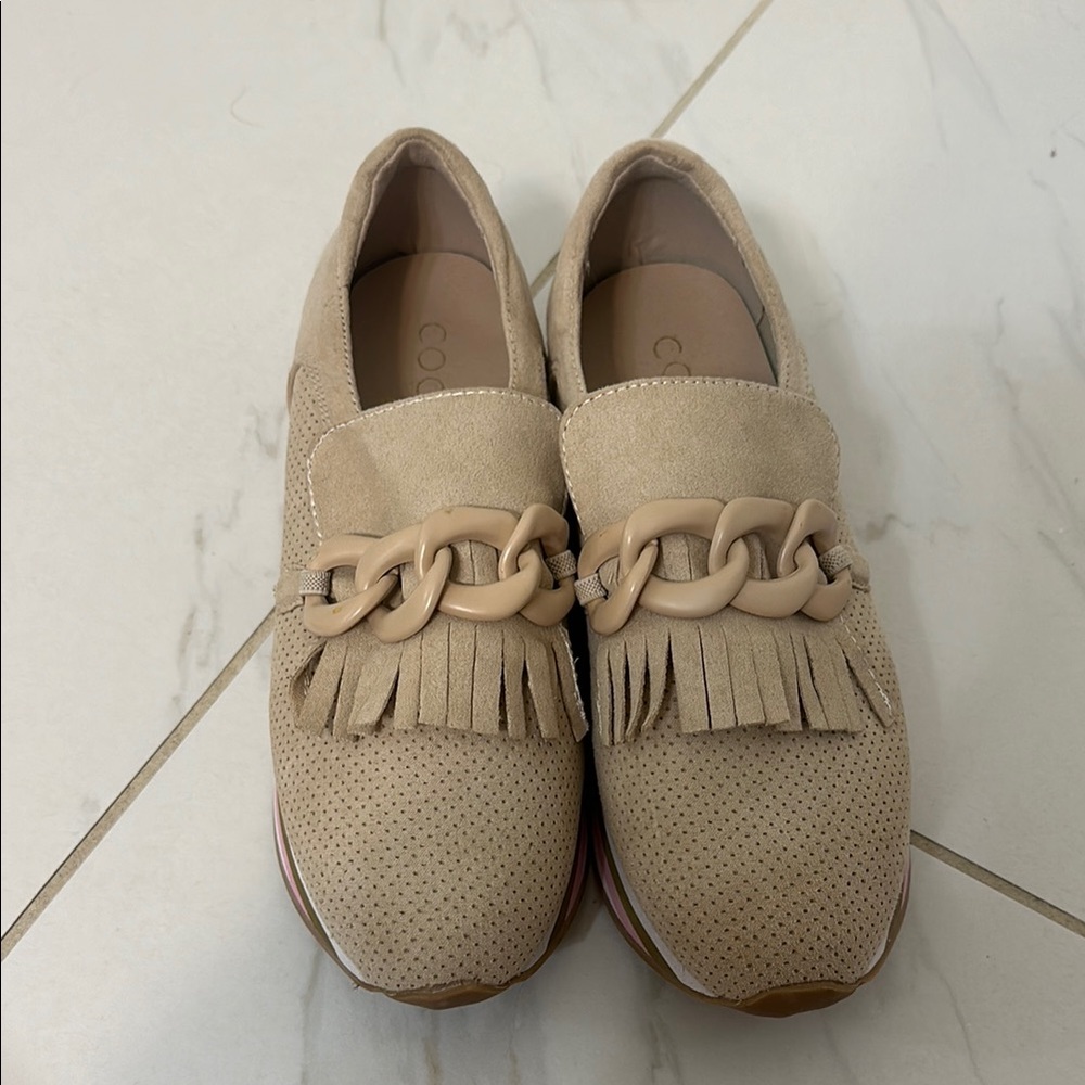 Coconuts by Matisse Beige Loafers with Chain Detail